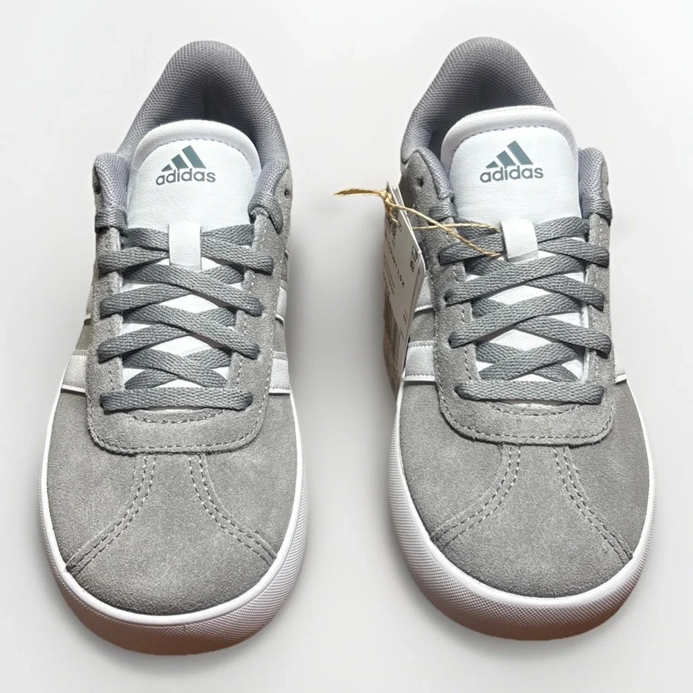 Adidas VL Court 3.0 Shoes  Kids Size 2-Grey Cloud White‎  Sneakers